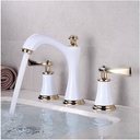 Modern Bathroom Faucet 3 Hole with Dual Handle Vanity Sink Faucets White