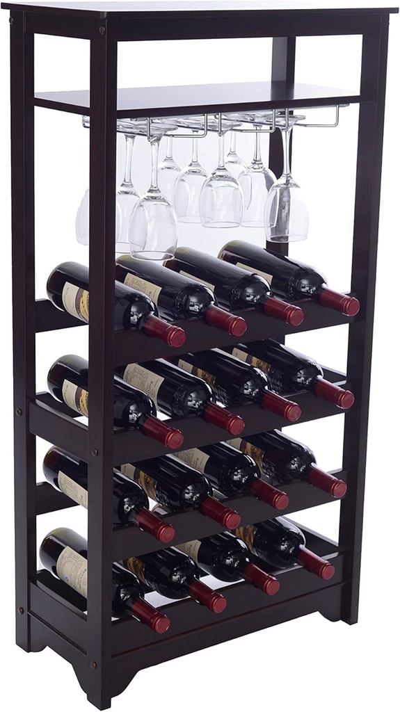 Merry Products 16-Bottle Wine Rack, Espresso