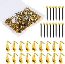 Luter 100pcs Picture Hanging Kit 10lbs Stainless Steel Picture Hanging Hooks with Brass Head Hanging Pins for Hanging Picture Photo Frame Mirror Clock House Decoration (Gold)