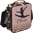 Custom Lunch Bag Personalized Lunch Box for Girls Boys Teen Men Women Personalized Gift Lunch Tote Bag Rose Glitter Leopard Gymnastics