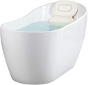 WOODBRIDGE 54"Freestanding White Acrylic Soaking Bathtub with Matte Black Drain and Overflow +Pillow