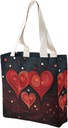 Canvas Tote Bag for Women Reusable Grocery Bag Three Wavy Hearts Shopping Bags Casual Shoulder Bag Handbag
