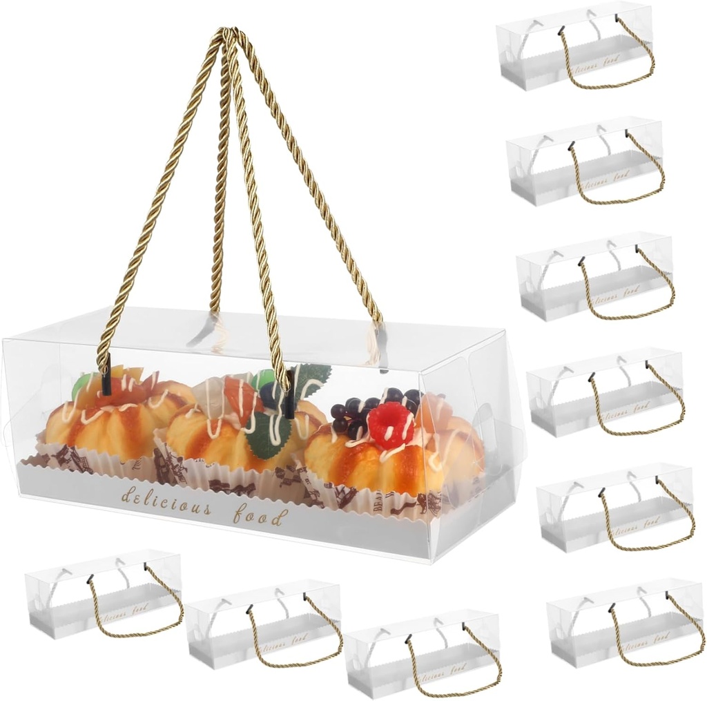 10-Piece Plastic Baking Boxes for Cakes Portable Dessert Containers Practical Storage Cases Lids for Bakery and Home Use