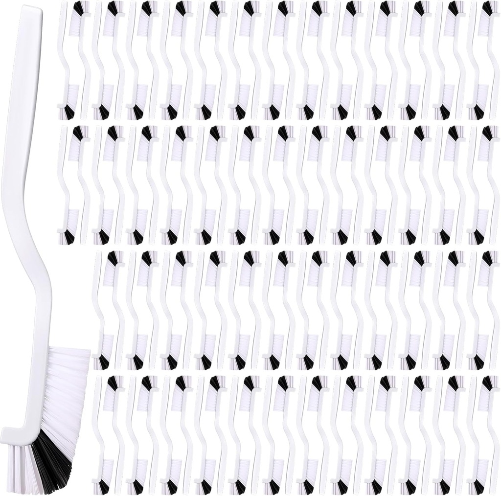 Rtteri 100 Pcs Kitchen Scrub Brush Bulk Sink Bathroom Brush Edge Corner Cleaning Brush Mini Grout Brush Right Angle Scrubbing Brush with Stiff Bristle for Household Window Track Bottle Tile Lines