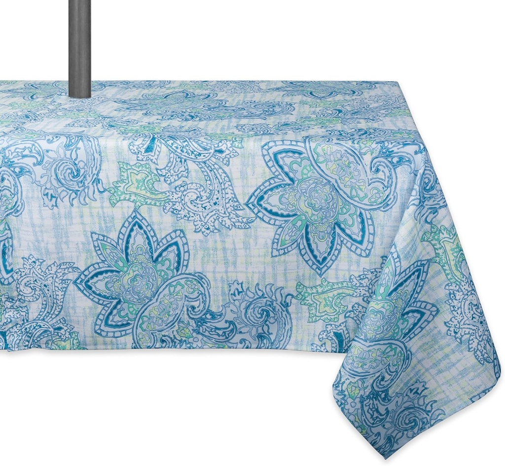 DII Blue Paisley Outdoor Tabletop Collection, Stain Resistant & Waterproof, 60x84 w/Zipper, Blue