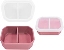 AWINNER Reusable Leak-Proof Food Storage Box, 2-Compartment Bento-Style Lunch Box, Durable, Drop-Proof, Dishwasher Safe, Silicone (Pink)