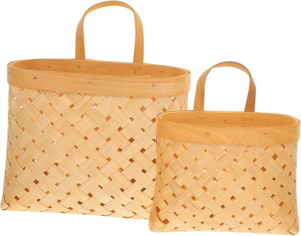 Hanging Baskets for Kitchen 2pcs Jute Garlic Wall Baskets Woven Storage Bin Airflow Vegetable Basket Decor Farmhouse