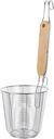 UPKOCH Spider Skimmer with Bamboo Handle, 13.68" Stainless Steel Mesh Strainer for Hot Pot Noodles, Dumplings, Pasta, Frying & Draining - Compact Kitchen Basket Tool, Dishwasher Safe (Silver)​​