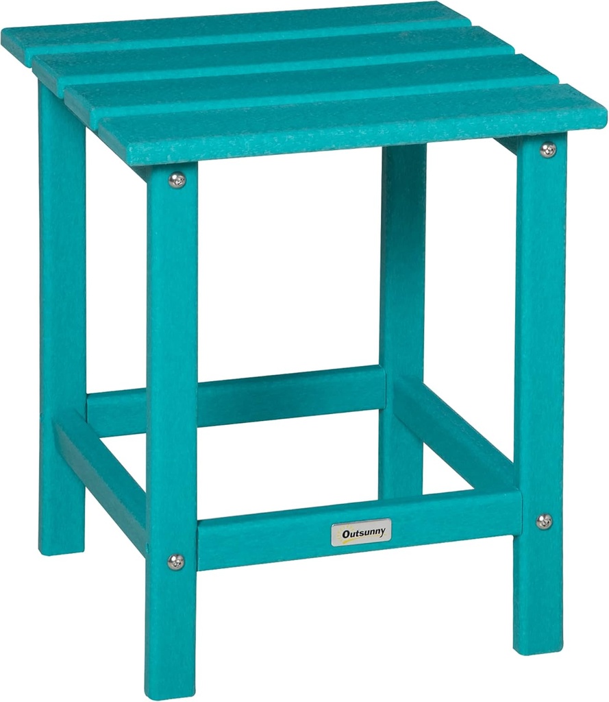 Outsunny Patio Side Table, 15" Square Outdoor End Table, HDPE Plastic Tea Table for Adirondack Chair, Backyard or Lawn, Green