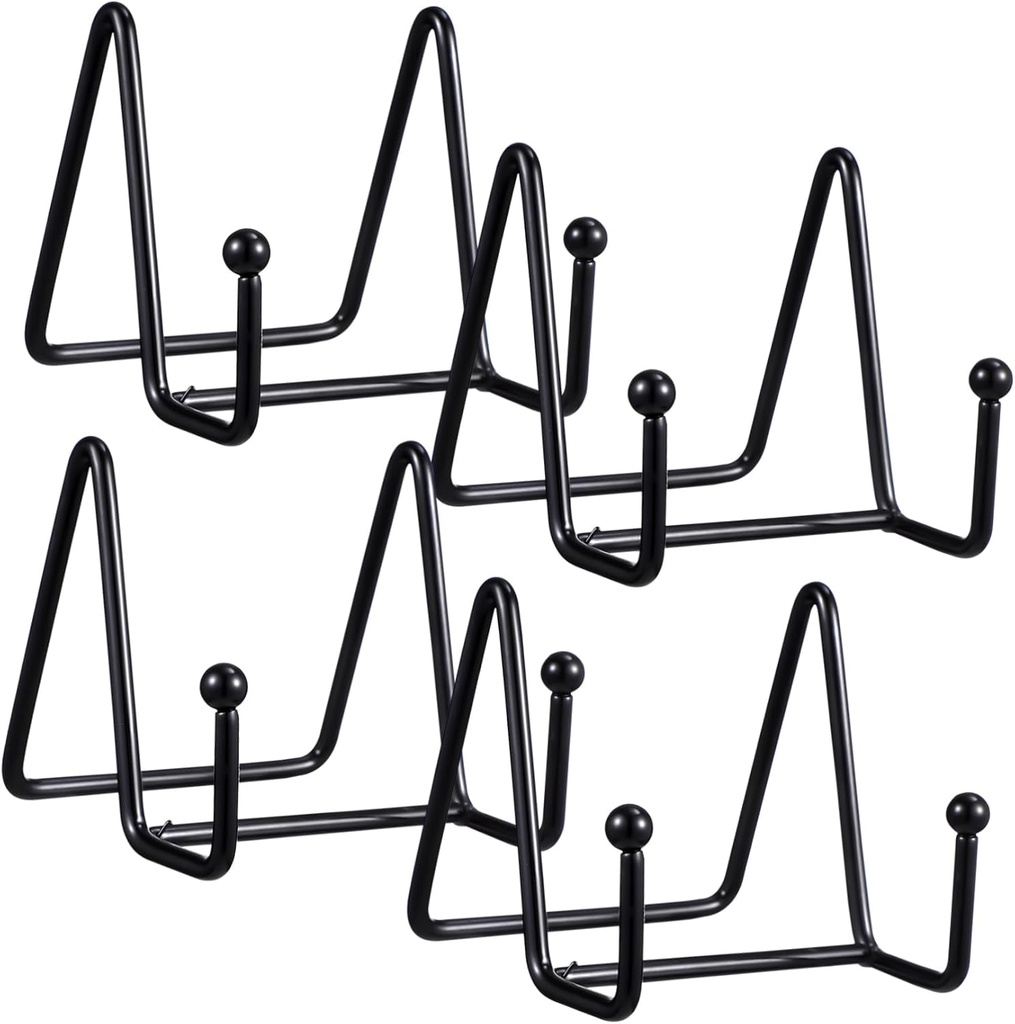 HEALLILY 4pcs Plate Display Stands Metal Frame Holders for Dishes Photos Books Decorative Plates and Frames