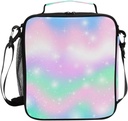 FORMRS Rainbow Lunch Bag Pastel Pink Theme Insulated Lunch Boxes Cooler Lunch Tote with Shoulder Strap for Girls Boy