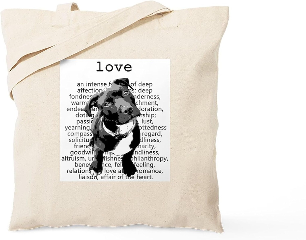 CafePress Pit Bull Love Tote Bag Reusable Natural Beige Canvas Shopping Bag