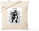 CafePress Pit Bull Love Tote Bag Reusable Natural Beige Canvas Shopping Bag