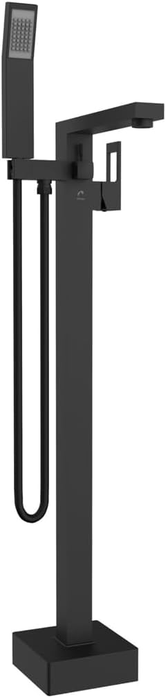 Belanger QUA45CMB Single Handle Floor-Mounted Freestanding Tub Filler with Hand Shower, Matte Black