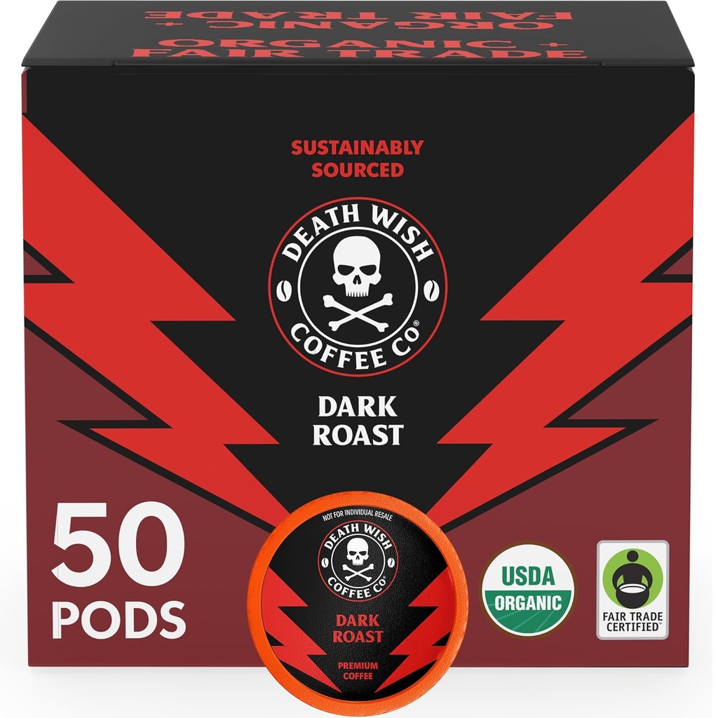 Death Wish Coffee - Dark Roast Single Serve Pods - (50 Count)