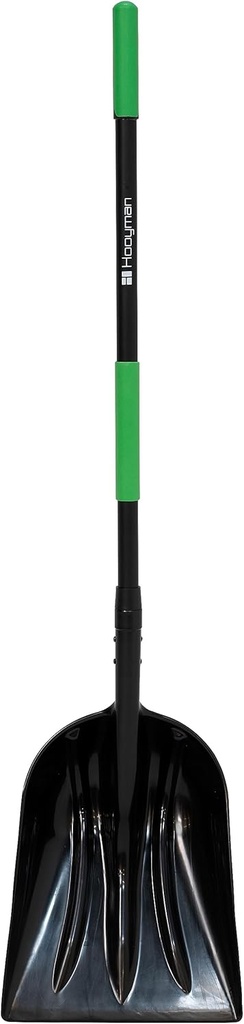 Hooyman Long Handle Scoop Shovel with a High Strength Polymer Head, Durable Lightweight Fiberglass Handle, and Ergonomic No-Slip H-Grips for Gardening, Land Management, Yardwork, Farming, and Outdoors