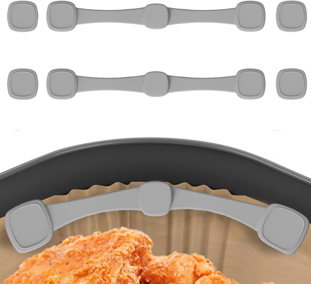 OBEST Air Fryer Magnets Silicone Buckle for Parchment Paper Liners, High-Temp Resistant Accessories, Lock Paper from Heating Element or Covering Food, Prevent Burning & Uneven Cooking, Gray(2 Pcs)