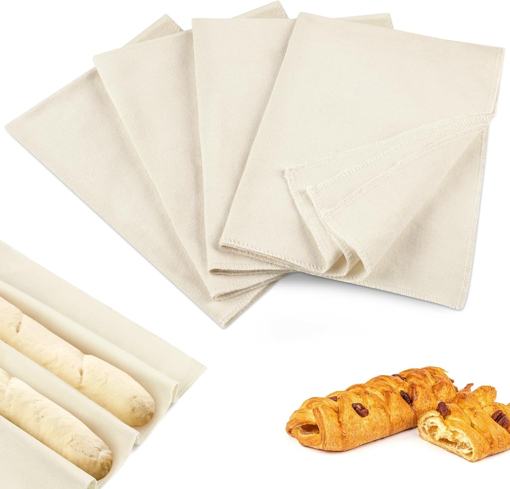 4PCS Tea Towels for Baking Sourdough, 14x18.8 Inch Reusable Thick Bread Towels for Proofing, Bread Cloth for Baguettes, Pastry, Loaves