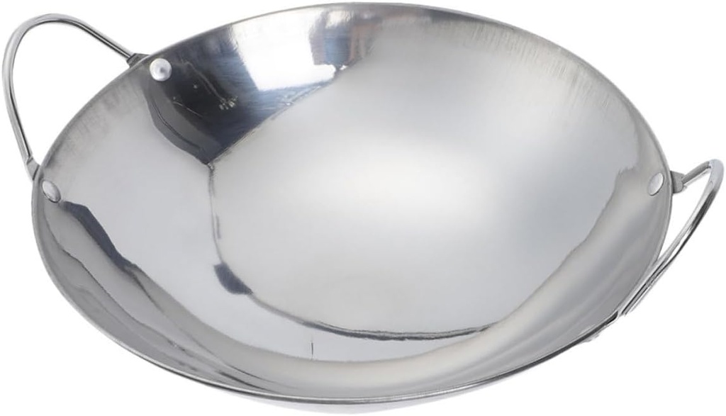 PRETYZOOM Stainless Steel Round Cooking Pot with Double Handles Thickened Seafood Hot Pot Versatile for Gas Electric Stoves Kitchen Essential for Family Meals