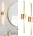 Wall Sconces Set of Two,LED Hardwired Dimmable Wall Sconce,Gold Wall Sconce for Bathroom, Living Room, Bedroom, Hardwired 3000K 28 Inch (2 Pack)