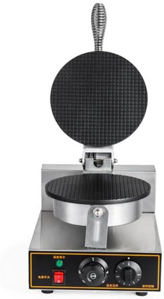Electric Ice Cream Cone Maker Commercial Single Station Waffle Cone Maker Stainless Steel Non-Stick Egg Roll Waffle Roll Baker with Shaper Temp and Time Control for Home Restaurant