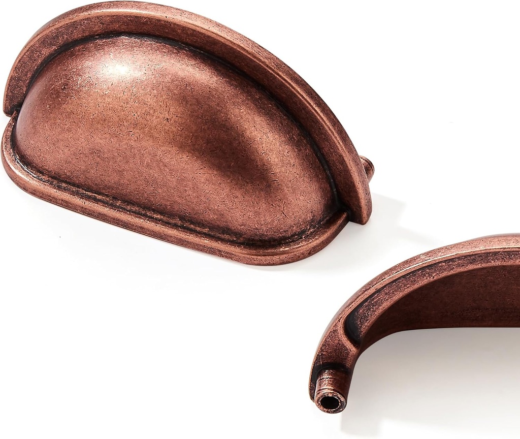 khtumeware 10 Pack 3" Vintage Drawer Pulls Antique Copper Cabinet Cup Pulls Kitchen Hardware Cabinet Handles Drawer Handles Knobs 3 inch Hole Center
