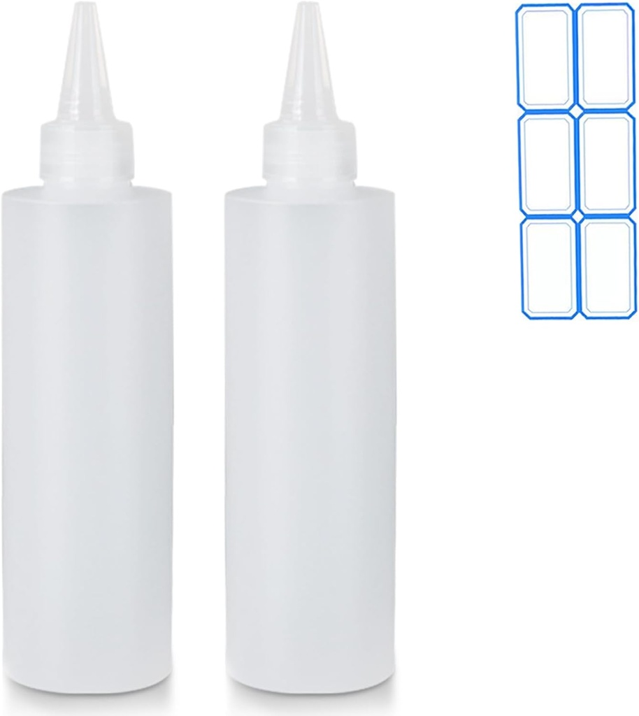 2 Pack 10 Oz (300ml) Condiment Squeeze Bottles, Leak Proof Refillable Condiment Container for Kitchen Use