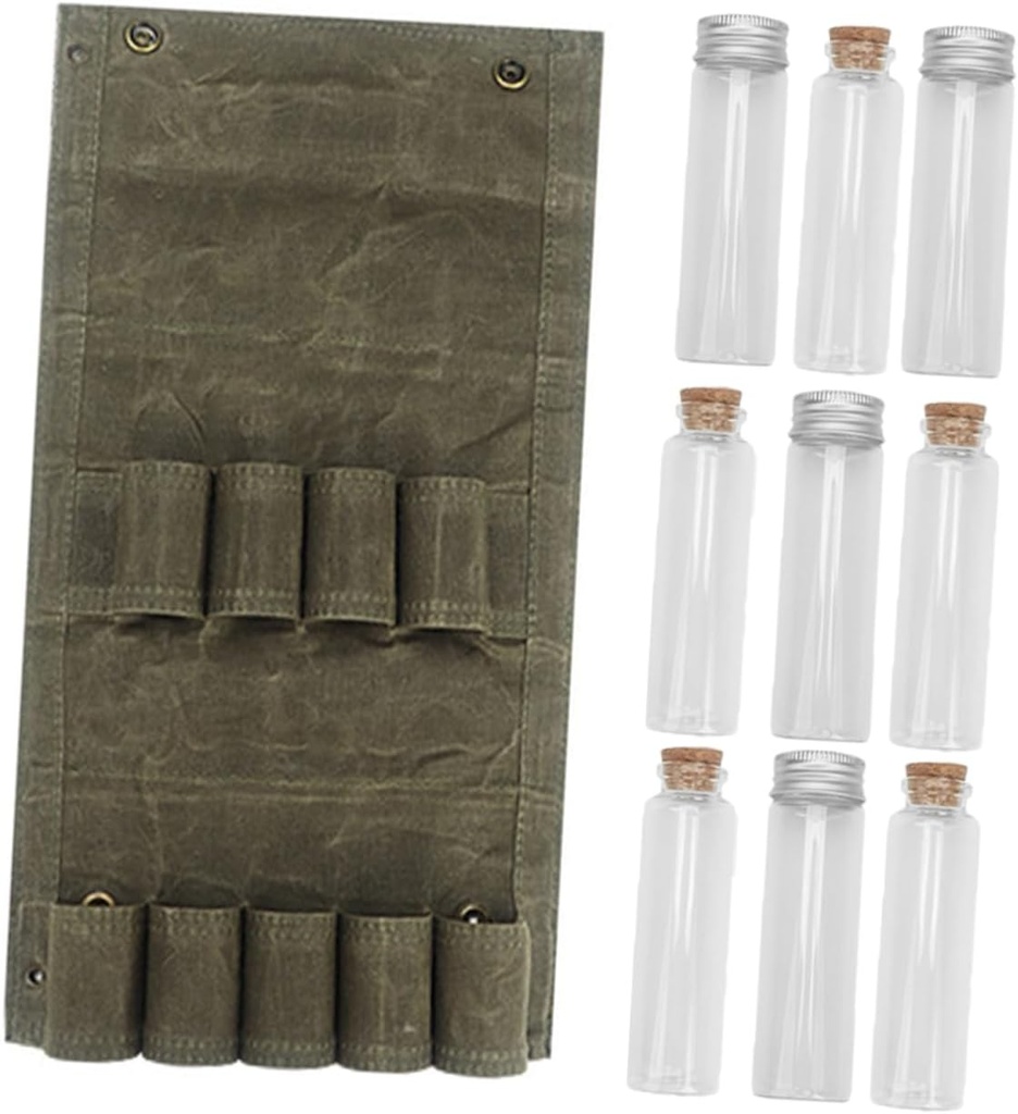 Camping Spice Container Set Glass Bottles with Canvas Storage Bag for Outdoor Use Food-grade Material for Bbq Hiking and Travel