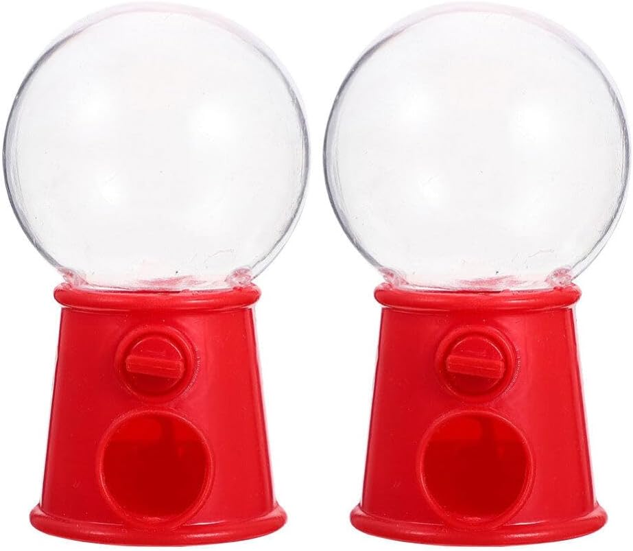 TOYANDONA 2pcs Plastic Mini Gumball Dispenser Portable Children Candy Machine Mini Money Deposit Box Kids Kindergarten for Wedding Birthday Party Supplies 2.8x1.4 Inch Red