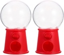 TOYANDONA 2pcs Plastic Mini Gumball Dispenser Portable Children Candy Machine Mini Money Deposit Box Kids Kindergarten for Wedding Birthday Party Supplies 2.8x1.4 Inch Red