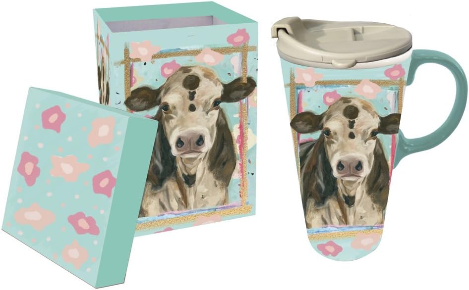 Cypress Home Myrtle Metallic Ceramic Latte Travel Cup 17 oz