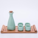 Refineness Sake Set, Japanese Style Ceramic Saki Set Traditional Japanese Pottery Set 6 Pcs/D/One Size Warmer(D)