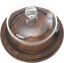 Cake Tray with Dome Smoking Cloche Dome Cover Round Wood Cake Stand Plate Server Platter Clear Cloche Dome Cake Display Cover Glass Cake Pan Cover Food Plate Lid Cheese Board for Pastries