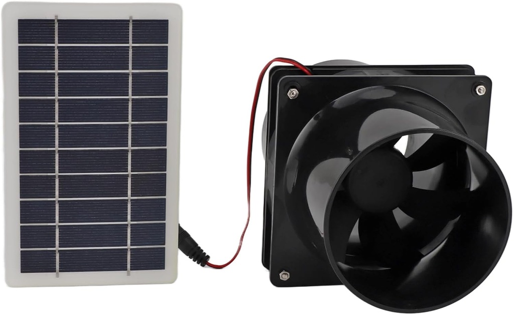 Pyhodi 10W 12V Solar Powered Exhaust Fan for Round Pipe, Efficient Cooling, Energy Saving, Solar Panel Ventilation Fan Kit for Attics, Greenhouses, RVs, Boats, Quick and Easy Installation