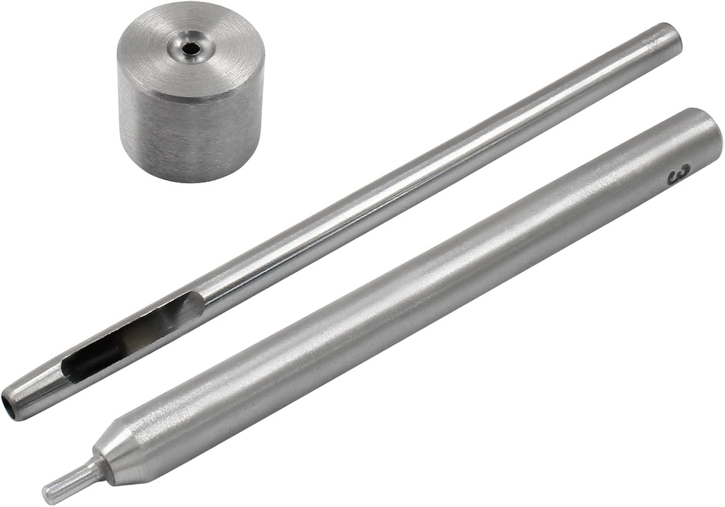 Litoexpe Eyelet Hole Punch Die Tool, 3mm Grommet Setter Hollow Punch (Includes Base & Ram) for Leather Craft Clothing Handbag Fabric Curtain DIY