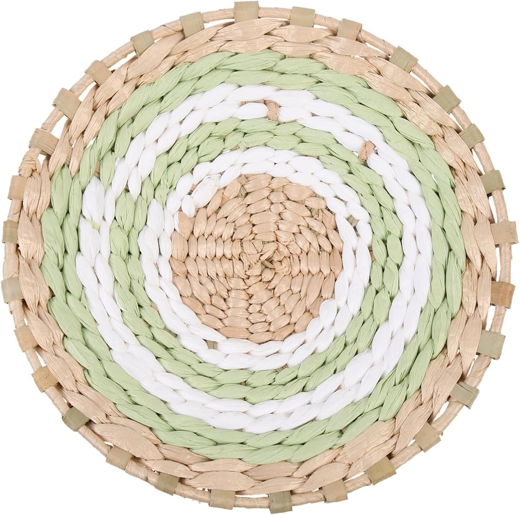 BESTOYARD Straw Wall Decor Nordic Tapestry Hanging Ornament 7.79 Inch Woven Wall Art Boho Jute Basket Tray Hanging for Home Kitchen Bedroom