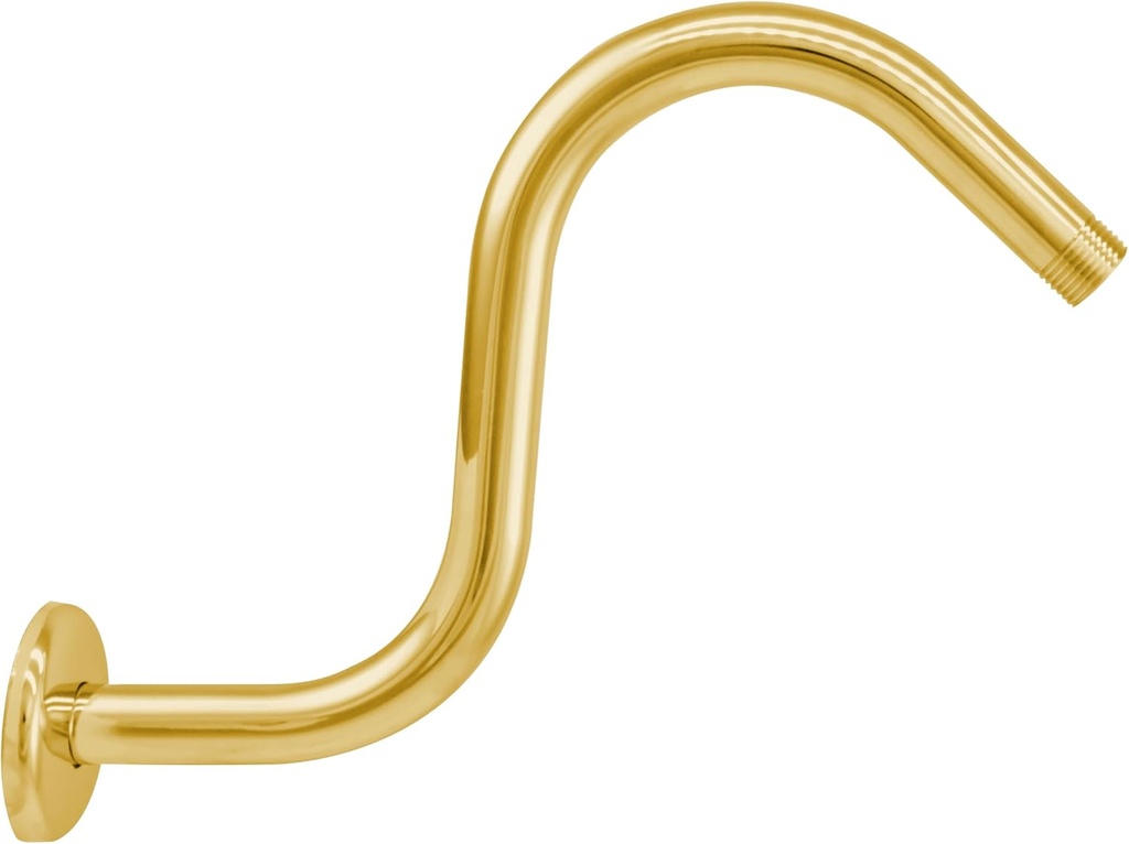 Westbrass 1/2" IPS x 8" S-Shaped Shower Arm and Flange, Polished Brass, D303-81-01