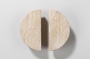 Italian Roman Ivory Travertine Door Handle Pair – Through Bolt Floating Matte Finish Pull, Easy to Install | Customizable Styles & Logo Engraving, (Semi-Circular White Hole)