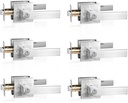 6 Pack Silver Privacy Door Handle Heavy Duty Reversible Square Door Lever Keyless Interior Door Knob Lockset Door Lever for Bedroom, Bathroom, Rooms Left Right Handed Doors