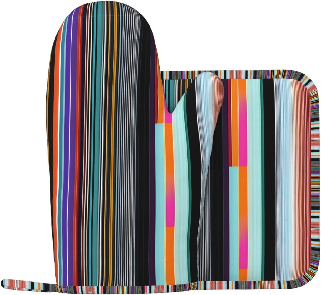 Irregular Vertical Lines Universal Insulated Pad Mitts, Kitchen Baking Pot Covers, Dinner Plates, BBQ Protective Mitts and Insulated Pads 2 Pack