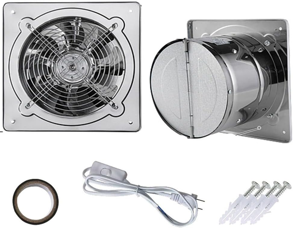 40W-320W 7 Blade Low-Noise Ventilation Fan, Suitable for Bathroom Stainless Steel Ventilation Fan, with Protective Mesh Cover and Check Valve