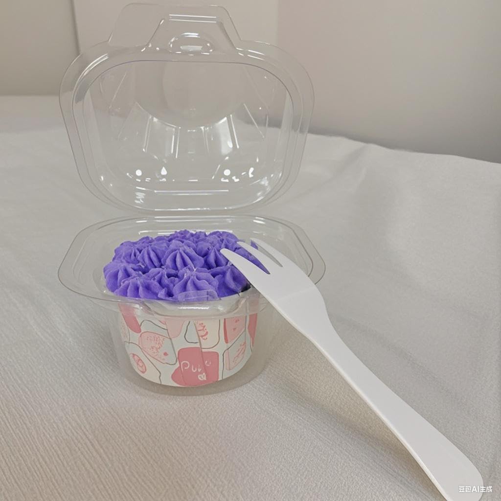 100 Jumbo Muffin Containers, Clear Plastic individual Cupcake Containers Disposable, Flip Design, Cartoon ShapeCupcake Containers（medium size）