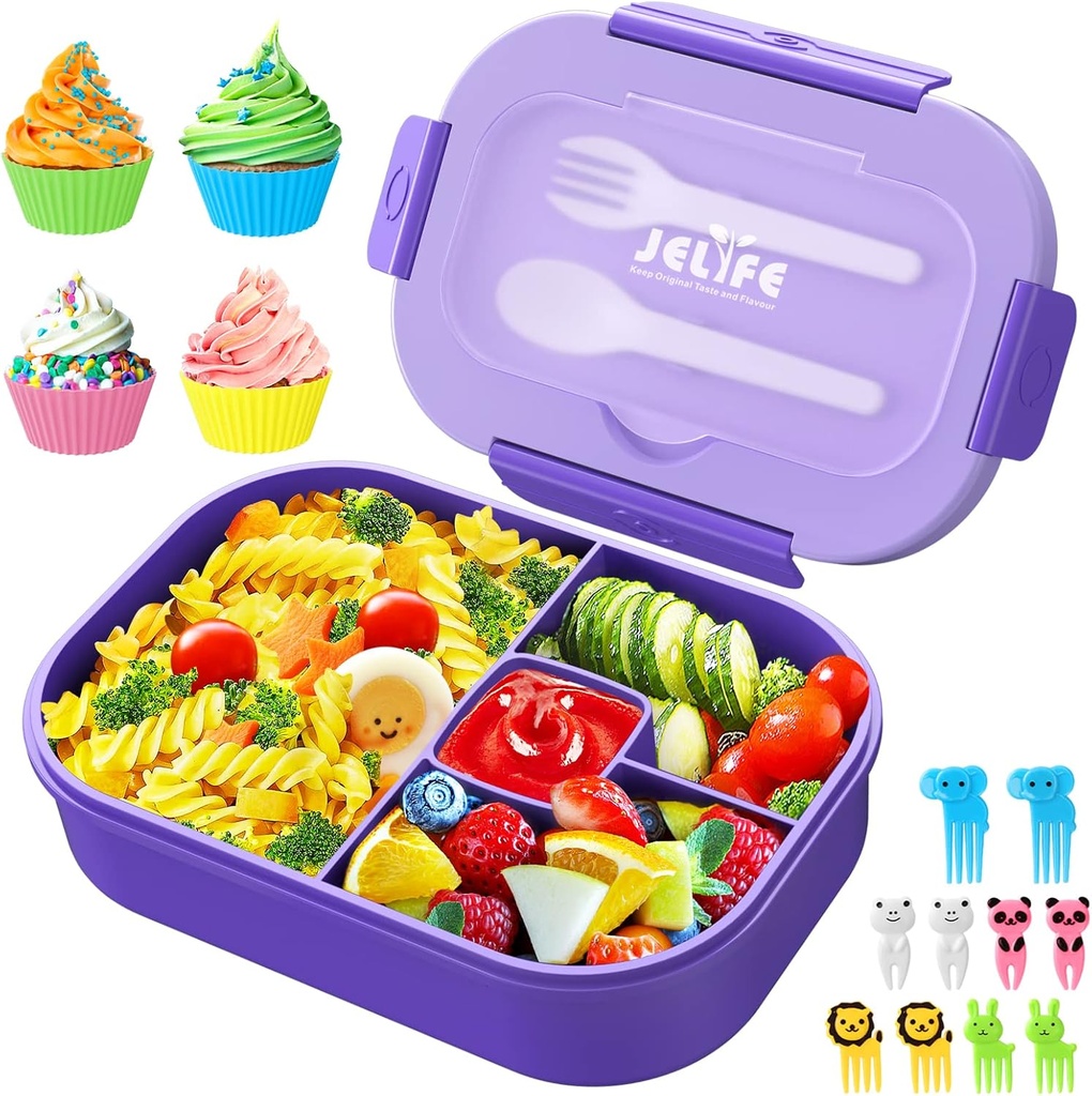 Jelife Lunch Box Kids Bento Box - 1300ml Large Bento-Style Bento-Box Adults Lunch Box, Ideal Leak Proof Bento Lunch Boxes for Kids School, BPA Free Lunchbox Containers for Teens Toddlers, Purple