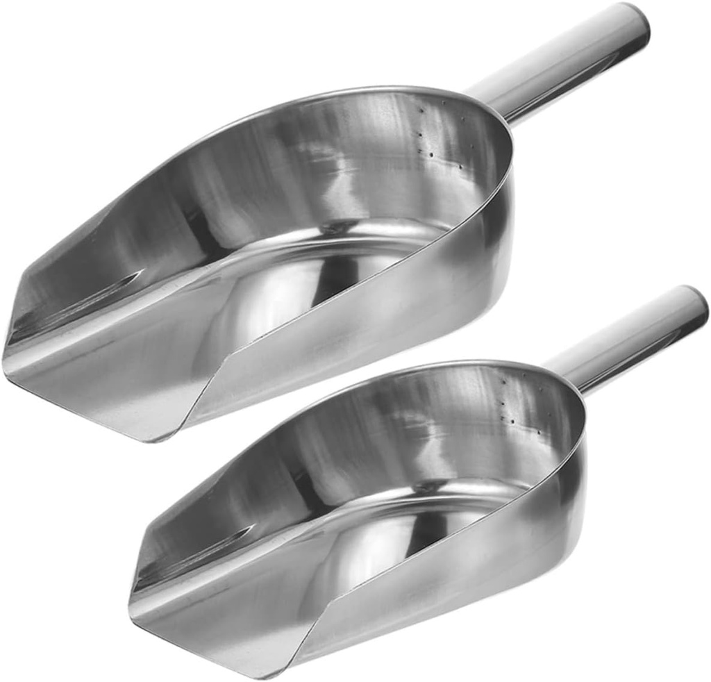 Garneck 2Pcs Stainless Steel Multi-Use Shovel Set for Ice Flour and Grain Sturdy Kitchen Tool for Food Preparation Dishwasher Safe for Home Use