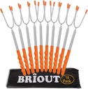 Briout Marshmallow Roasting Sticks 10 Pack Extra Long 45’’ Stainless Telescoping Hot Dog Smores Skewers Kids Safe Barbecue Forks for Campfire, Bonfire and Grill