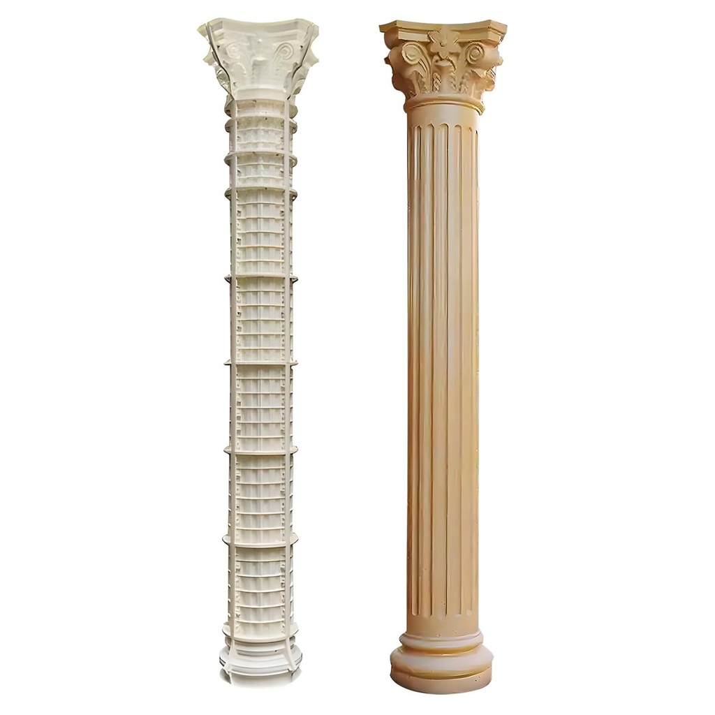 Round Column Roman Architectural Sculpture Decoration, Reusable Mould Pedestal Flower Seat Gypsum Concrete Mold for Home Garden Villa, 3.6m