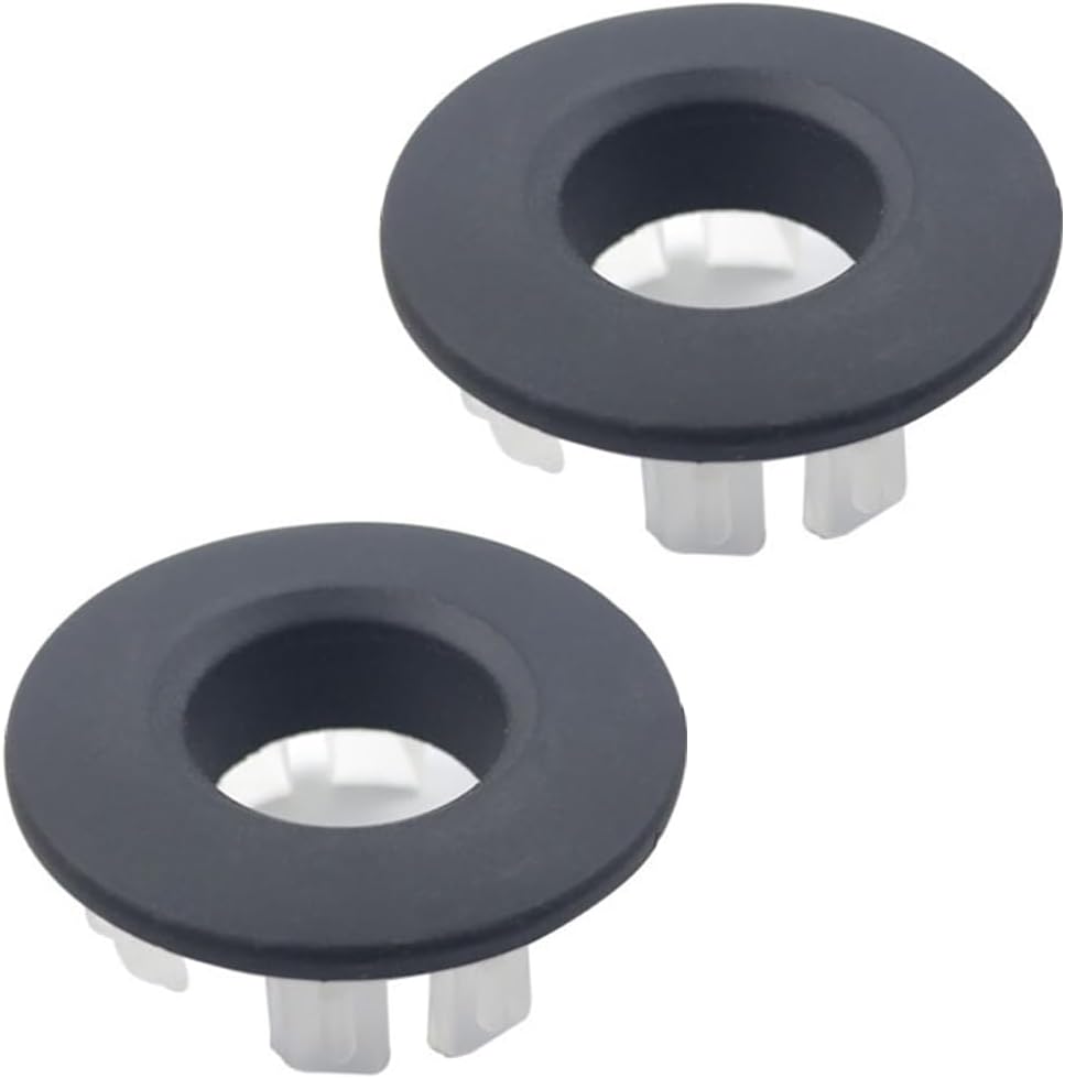 2 Pack Sink Overflow Cover, Sink Overflow Ring, Bathroom Vanity Sink Basin Overflow Sink Hole Cover Insert in Round Trim Cap, Black