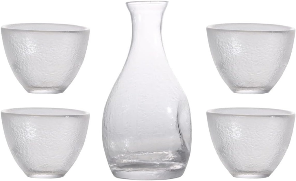 Traditional Sake Cup,Ceramic Wine Glasses,1 Set Trendy Floating Clear Glasses Service Kettle Include Birthday Warming or Sake Design Glass and Giftware Liquor Unique Simple (Transp