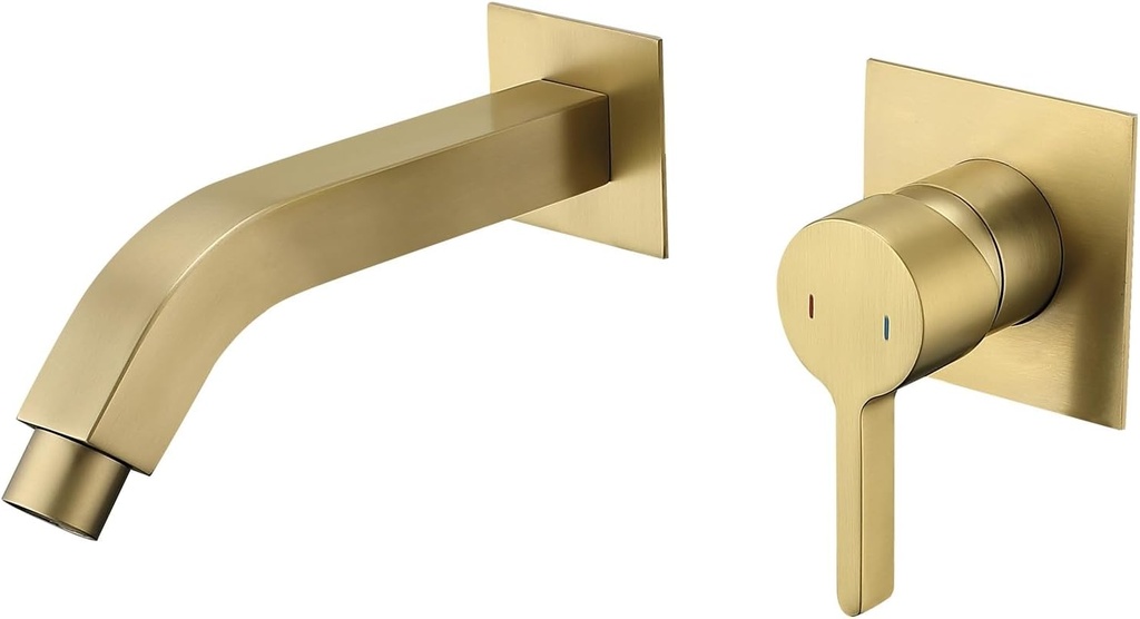 Dalang Wall Mount Faucet Brushed Gold Bathroom Sink Faucet,Single Handle and Valve Body