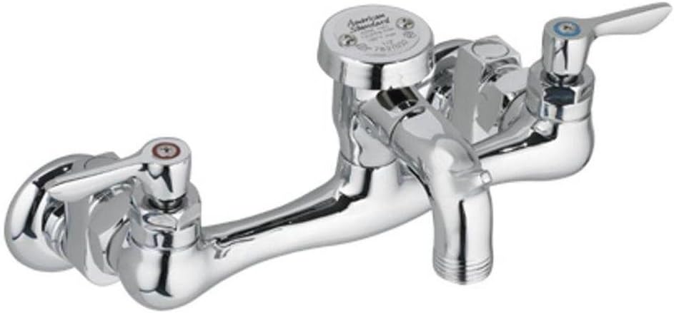 American Standard 8351.076.002 Exposed Yoke Wall-Mount Utility Faucet with Offset Shanks and Metal Lever Handles, Polished Chrome